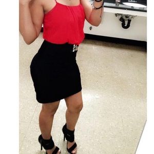 Red and black dress